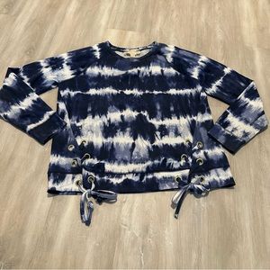 Michael Kors Blue White Tie Dye Sweatshirt Top Sz M
